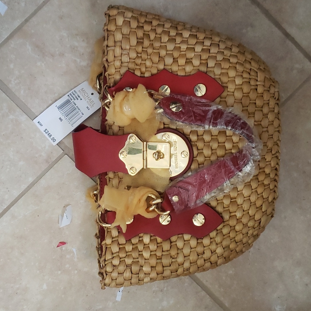 Michael Kors Santorini straw bag purse